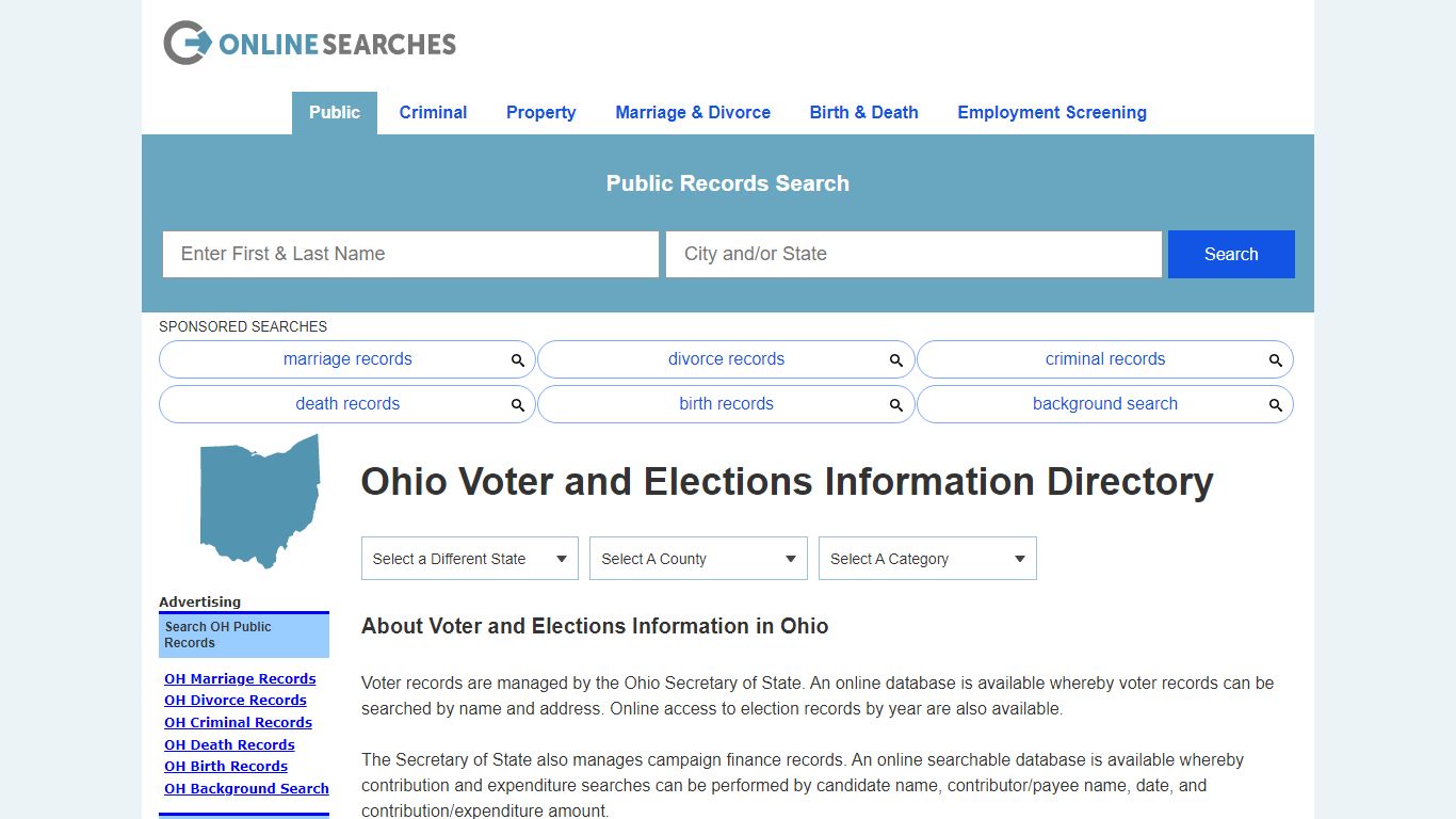 Ohio Voter and Elections Information Search Directory - OnlineSearches.com